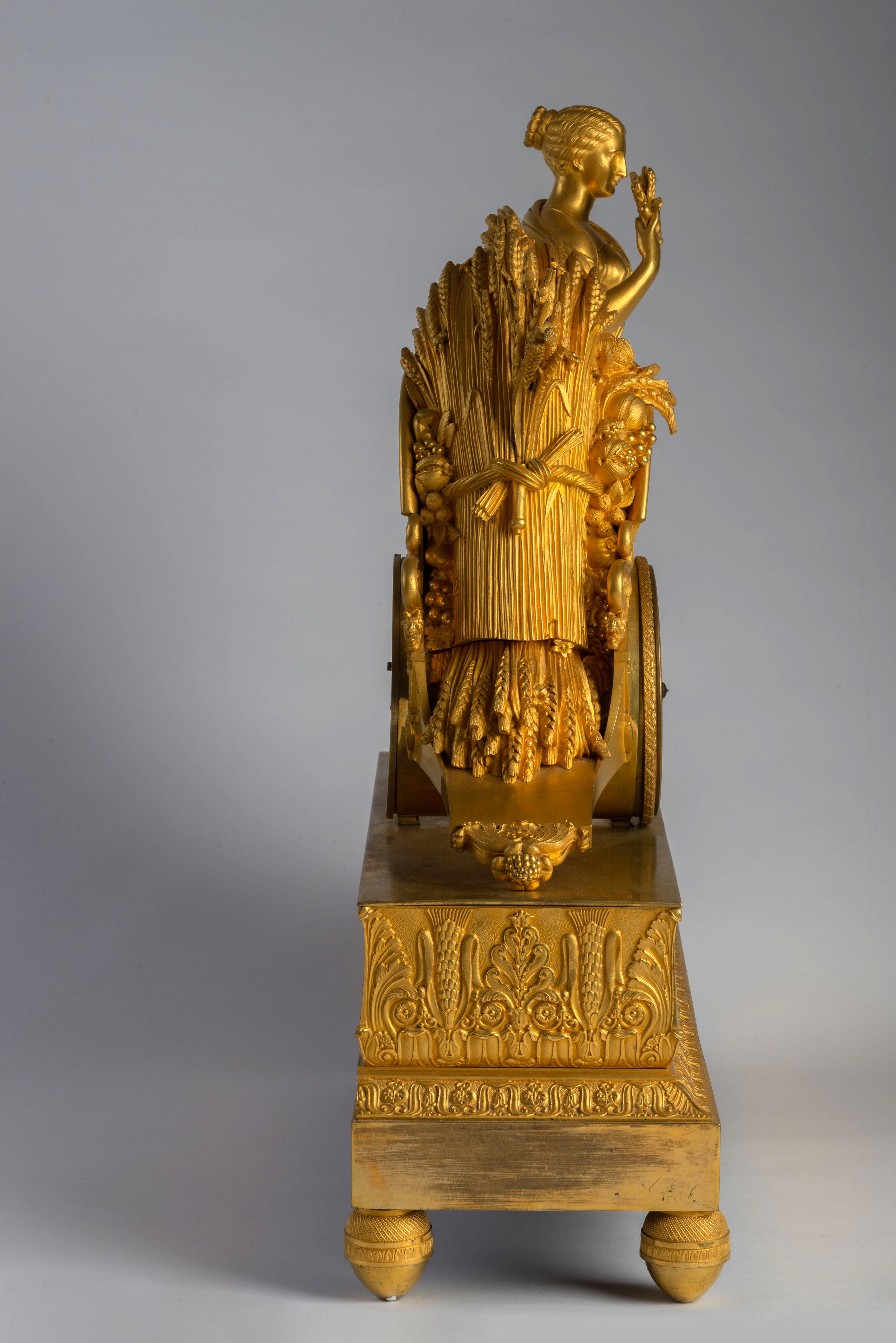 Bronze Empire Ormolu Mantel Clock 'Pendule au char' For Sale