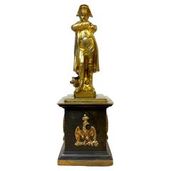 Sculpture de portrait de Napoléon Bonaparte en bronze doré, dans un paysage, vers 1875