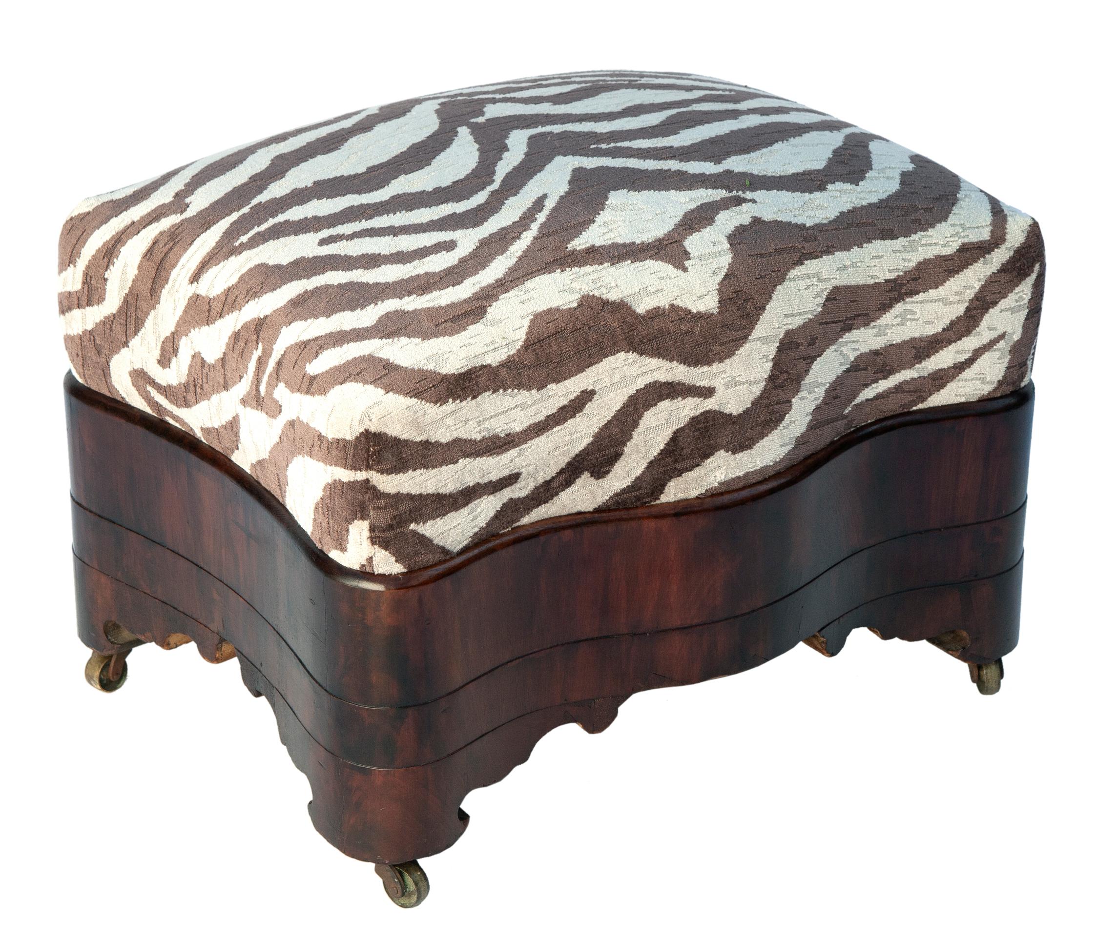 Empire Ottoman/Italian Zebra Upholstery In Good Condition For Sale In Malibu, CA