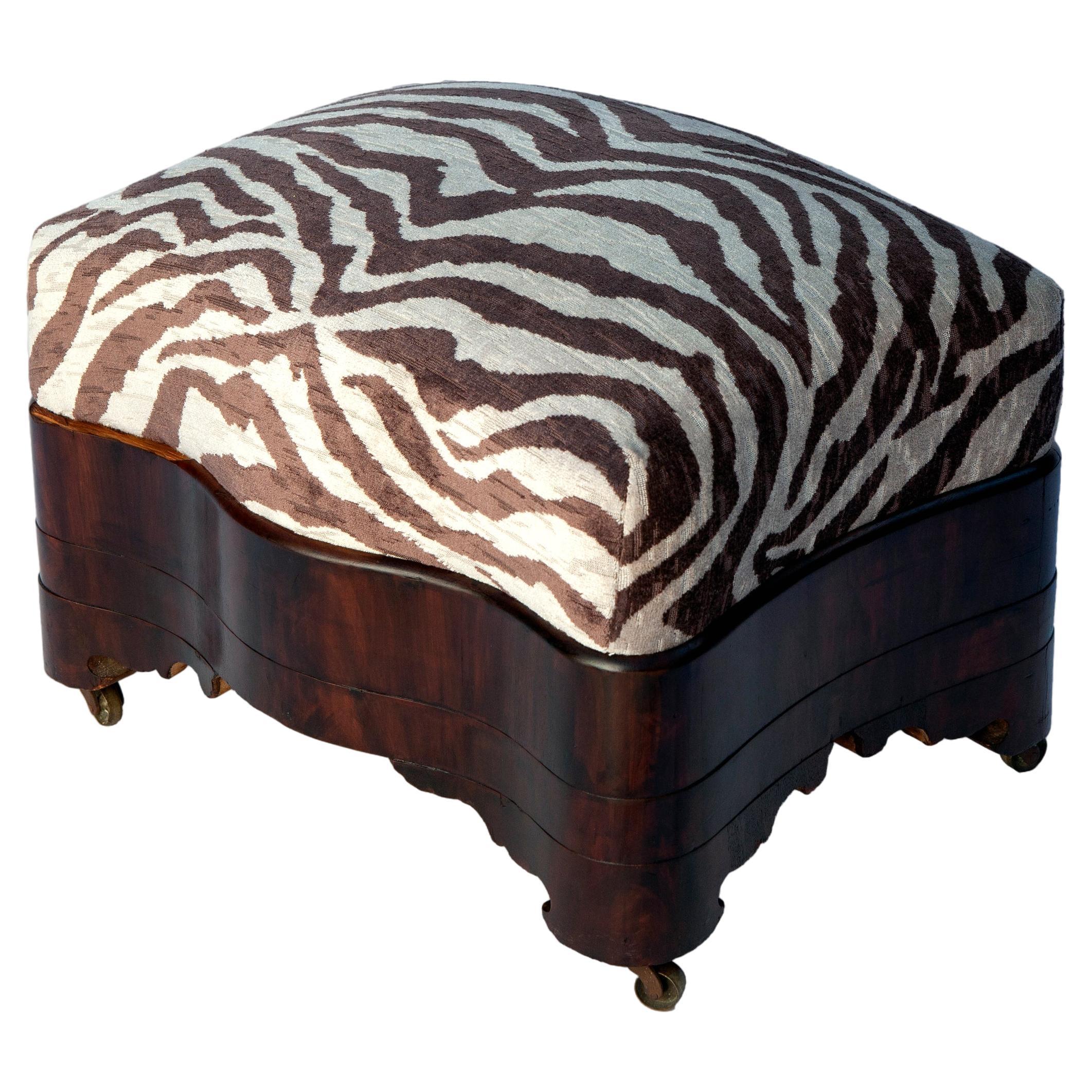 Empire Ottoman/Italian Zebra Upholstery For Sale