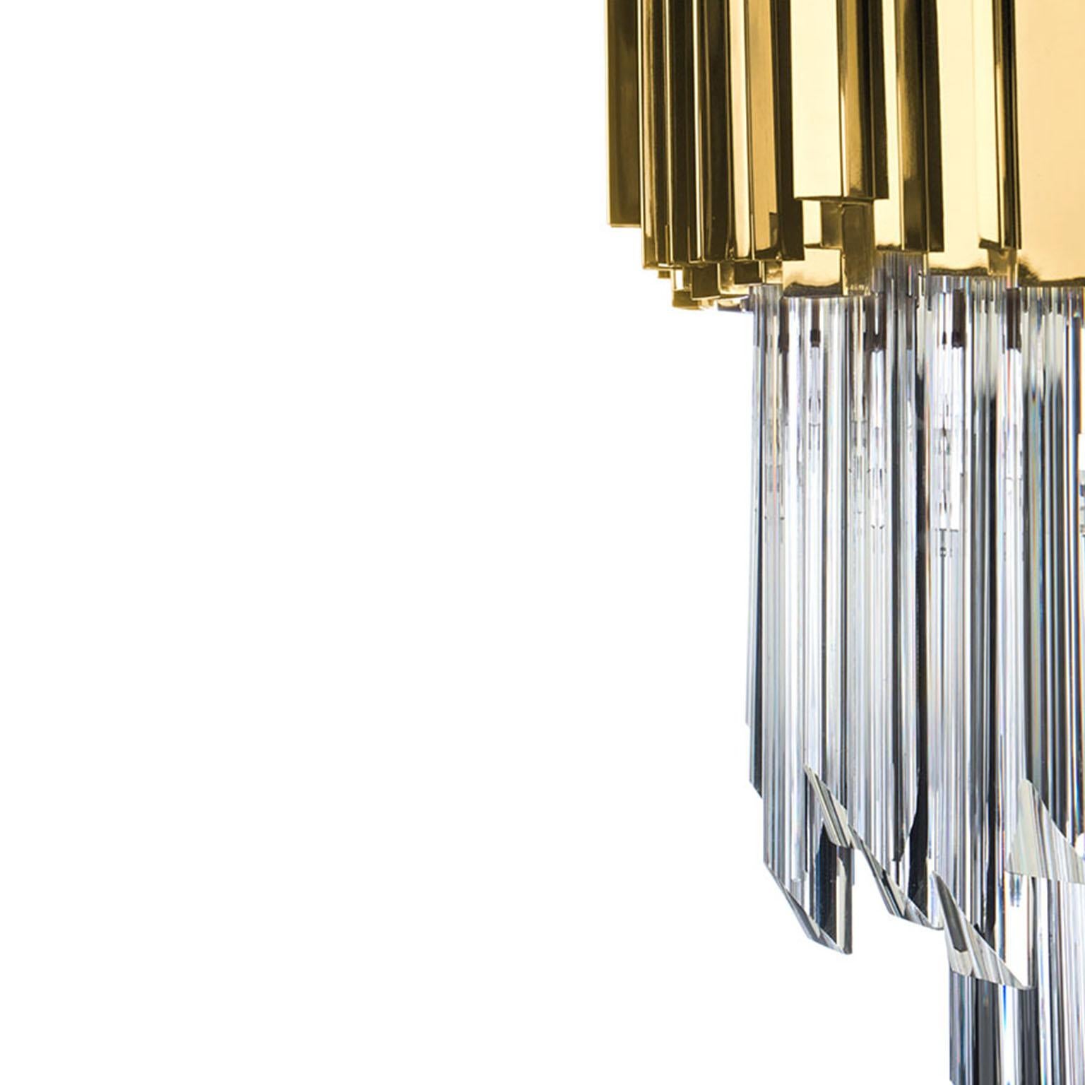 Modern Empire Oval Pendant Light in Gold Plated Brass with Crystal Glass For Sale