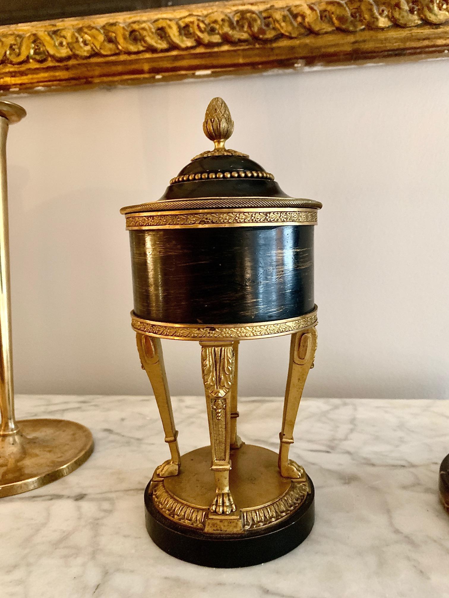 Mid-19th Century Empire Painted Metal and Gilt Bronze Urn