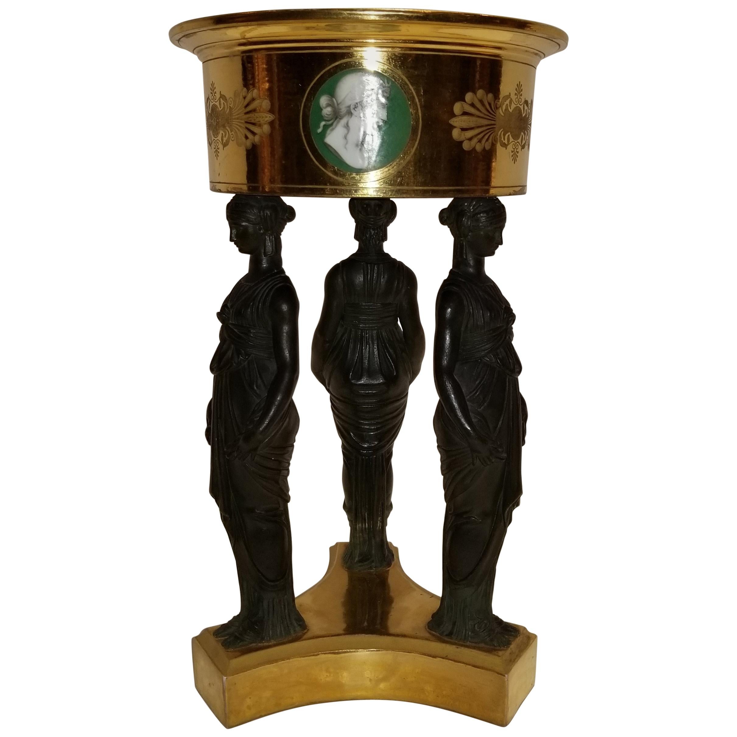 Empire Paris 'DIHL' Porcelain Gold-Ground Figural Basket Centrepiece