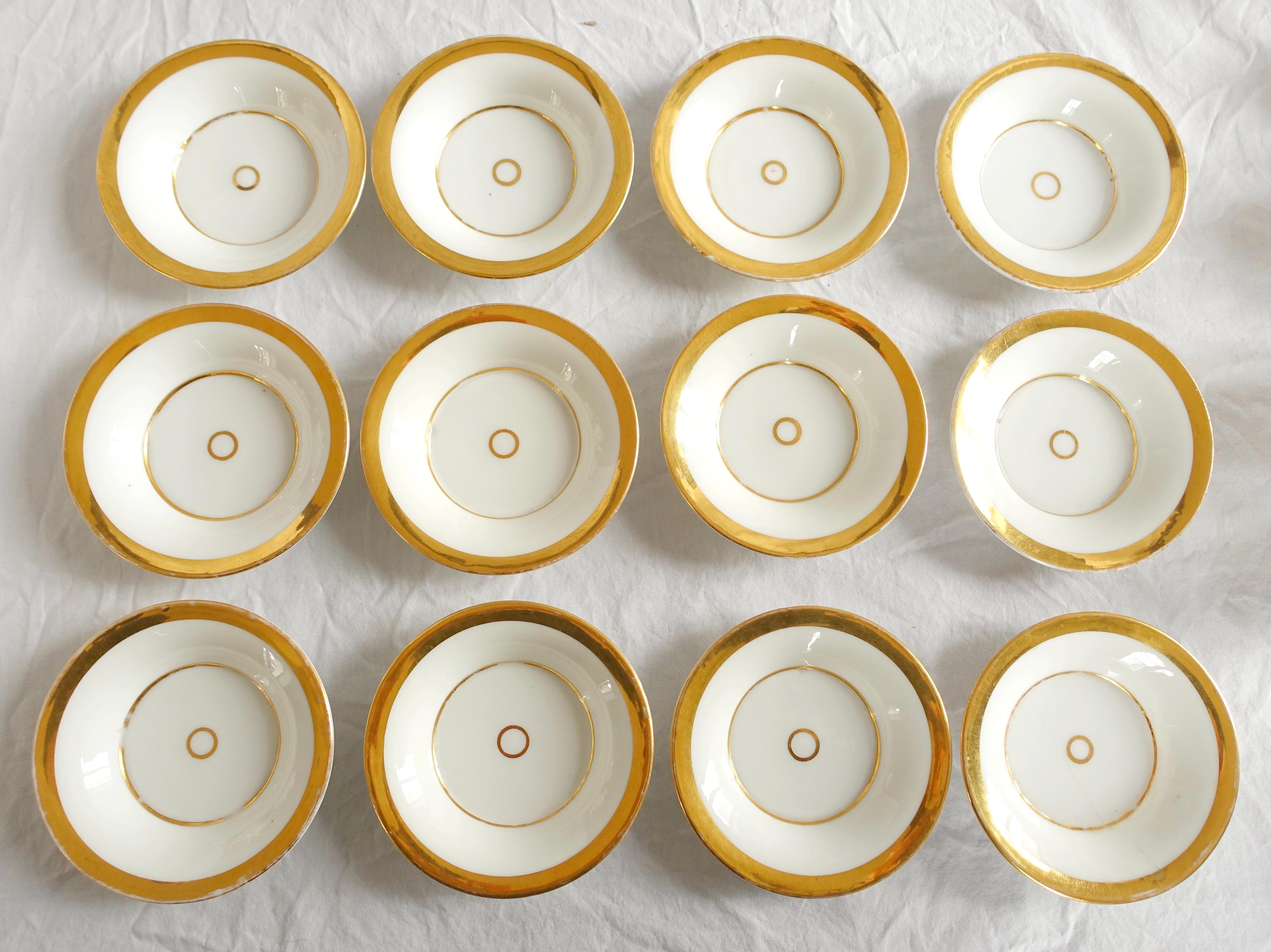 French Empire Paris porcelain coffee cups for 12 guests - early 19th century