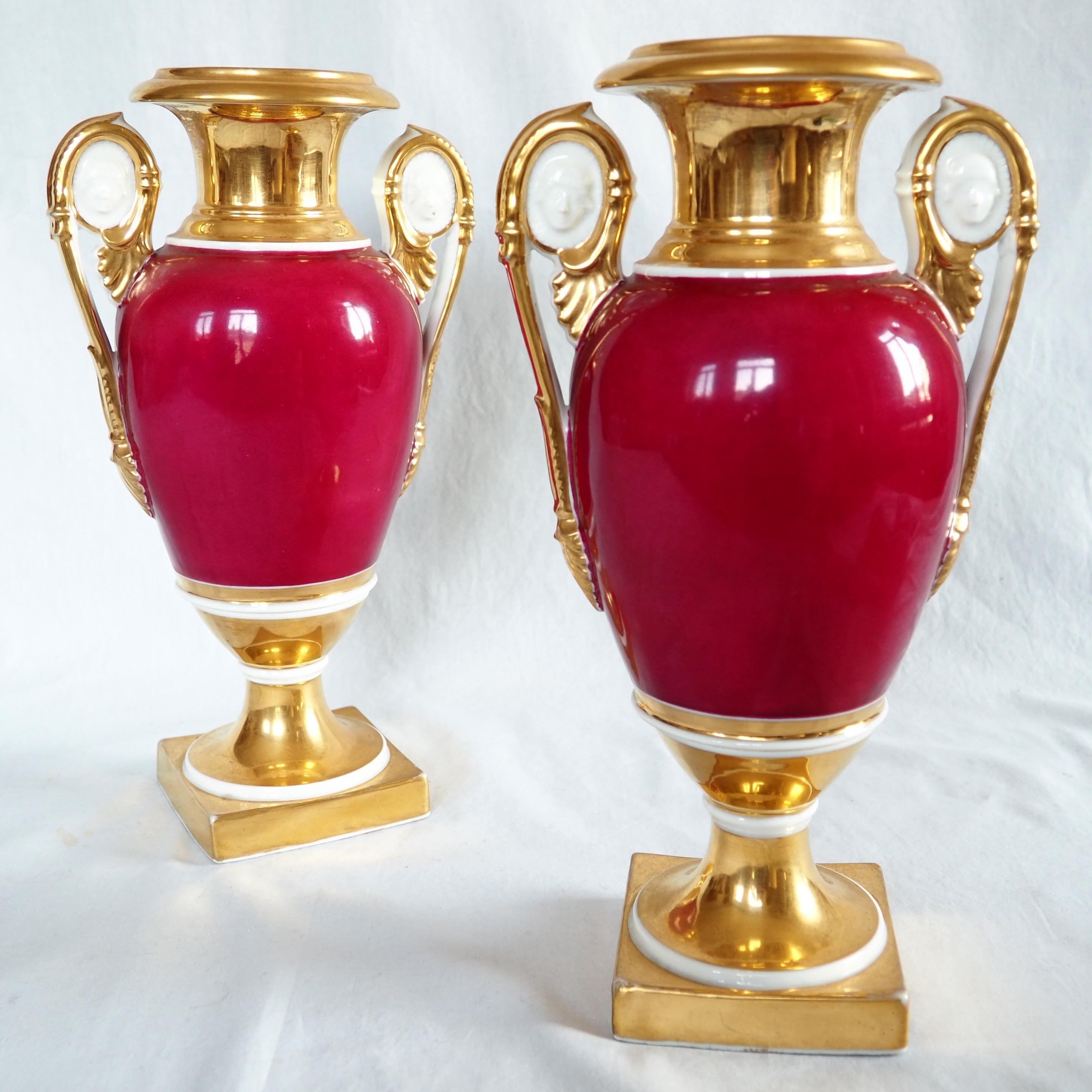 Empire Paris porcelain vases - early 19th century For Sale 4