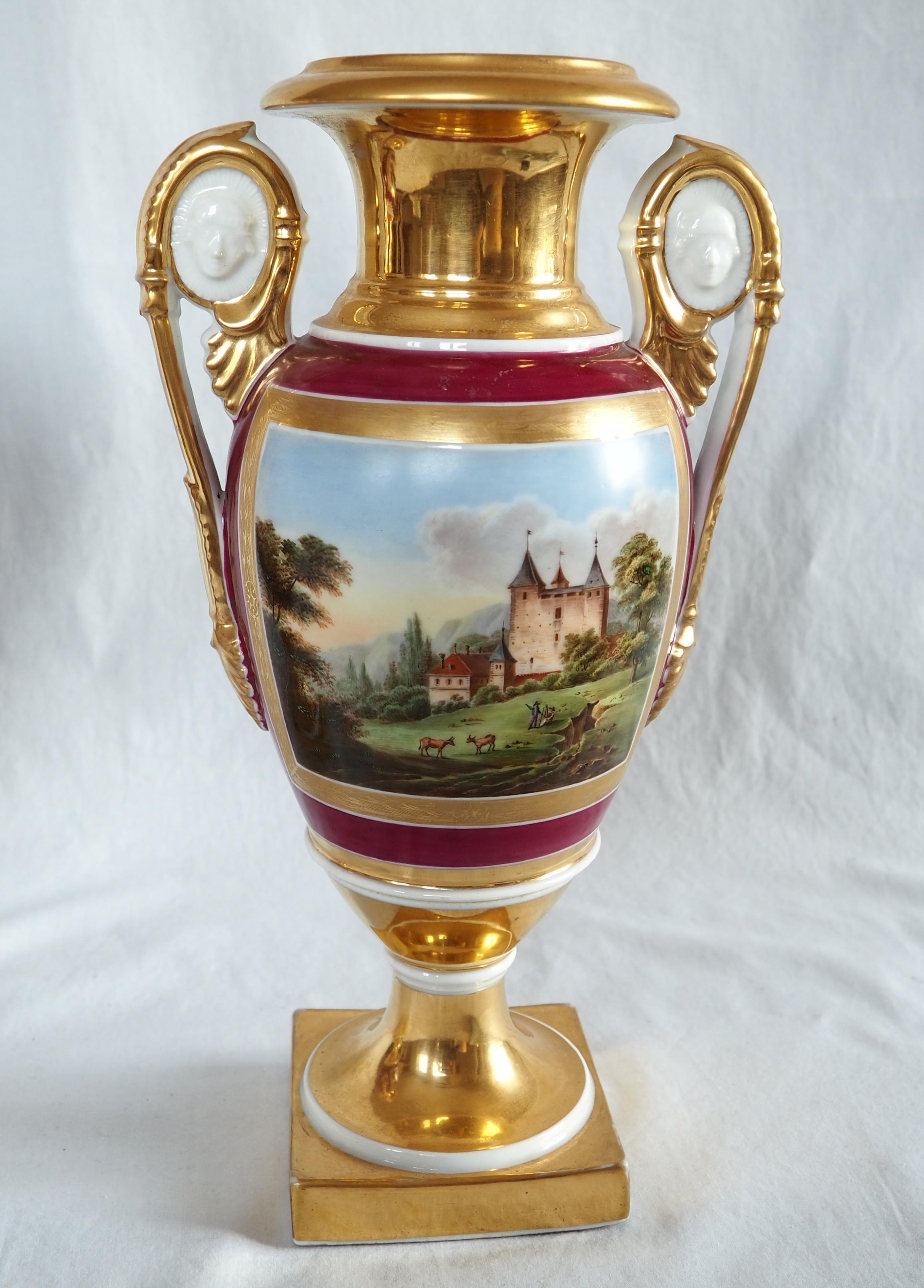 Empire Paris porcelain vases - early 19th century For Sale 5