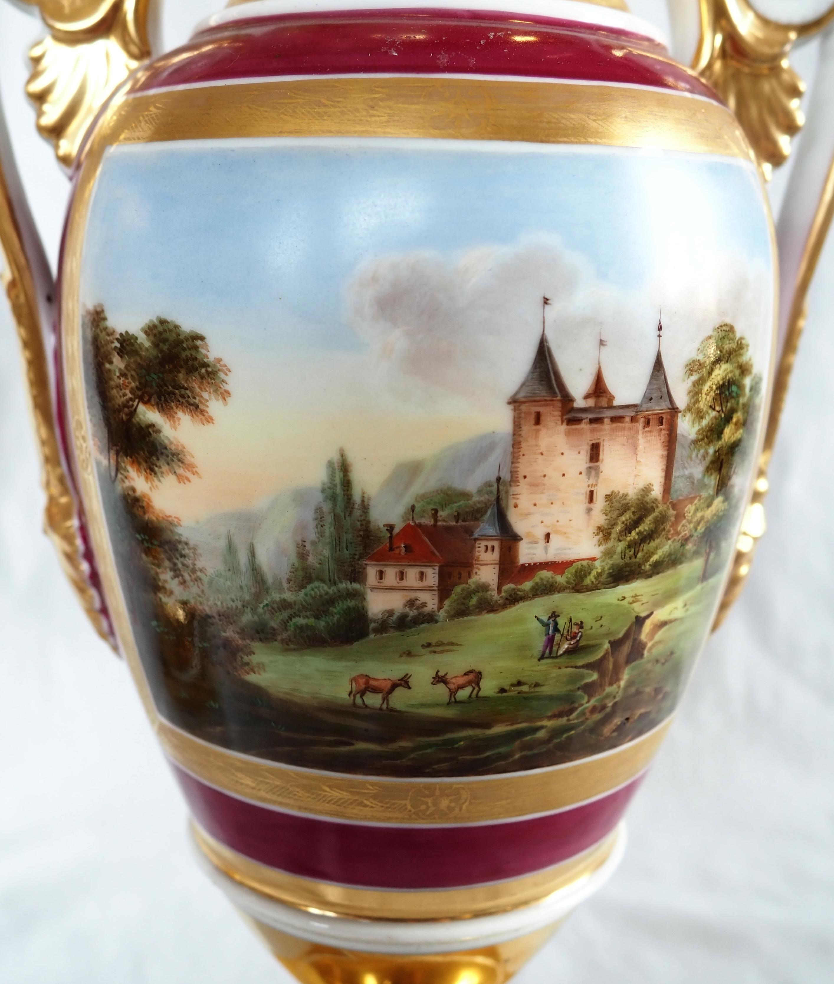 Empire Paris porcelain vases - early 19th century For Sale 6