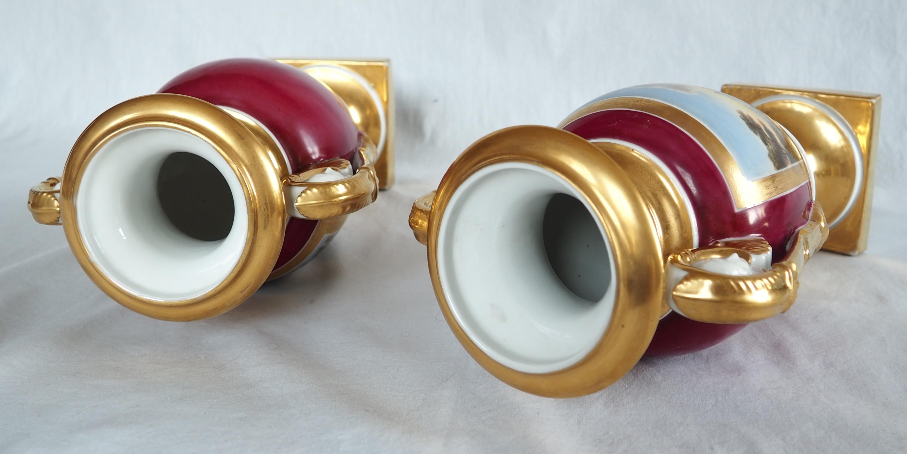 Empire Paris porcelain vases - early 19th century For Sale 13