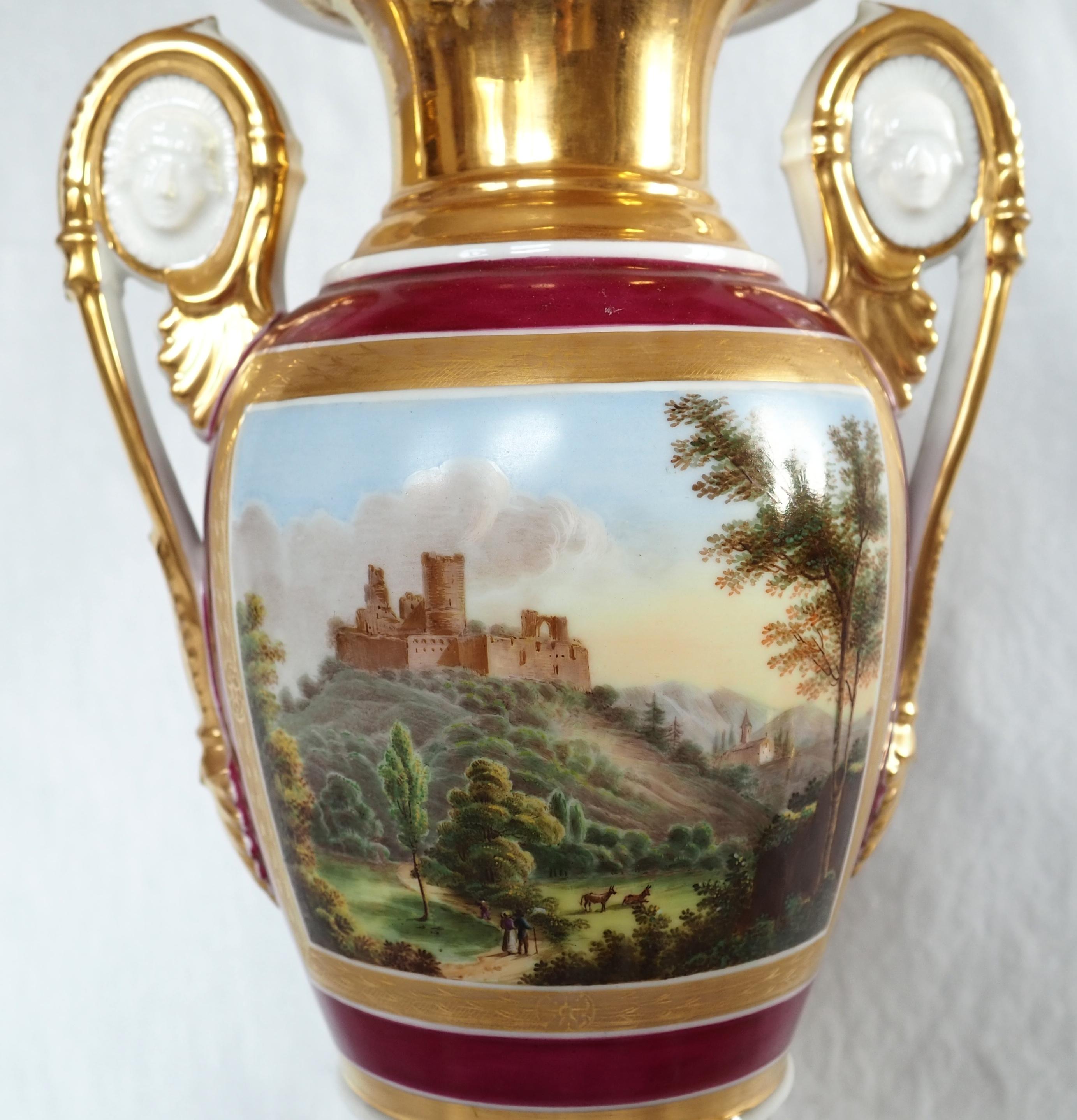 Mid-19th Century Empire Paris porcelain vases - early 19th century For Sale