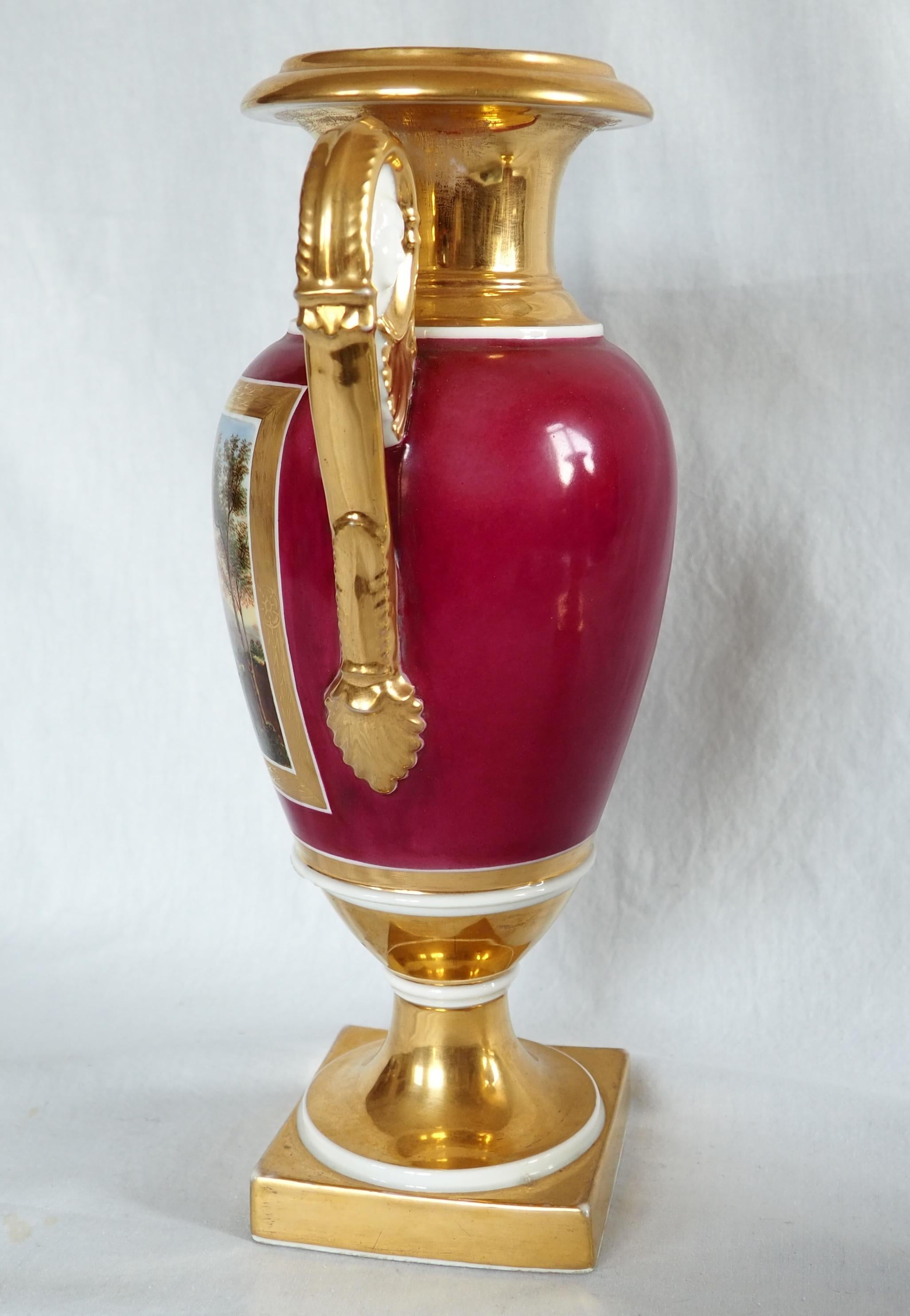 Empire Paris porcelain vases - early 19th century For Sale 1