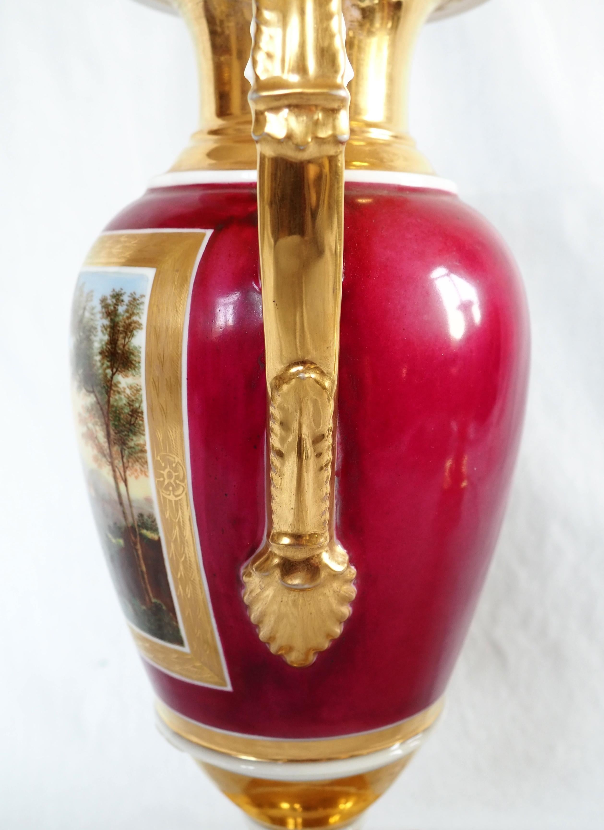 Empire Paris porcelain vases - early 19th century For Sale 2