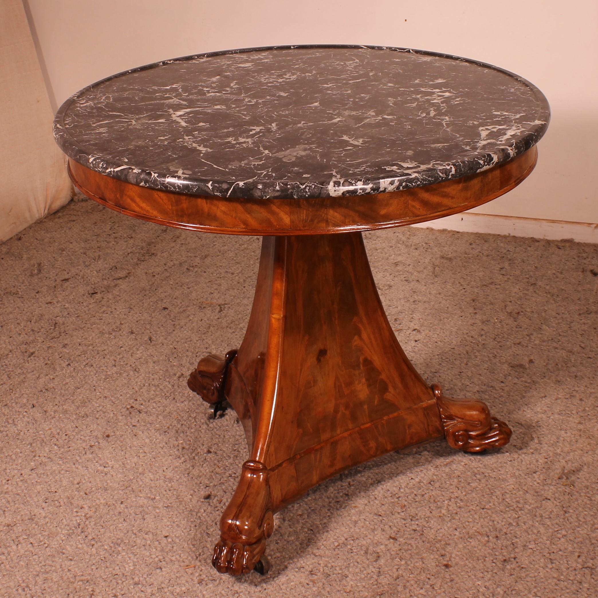 Empire Pedestal Table with Its Saint-Anne Marble For Sale 4