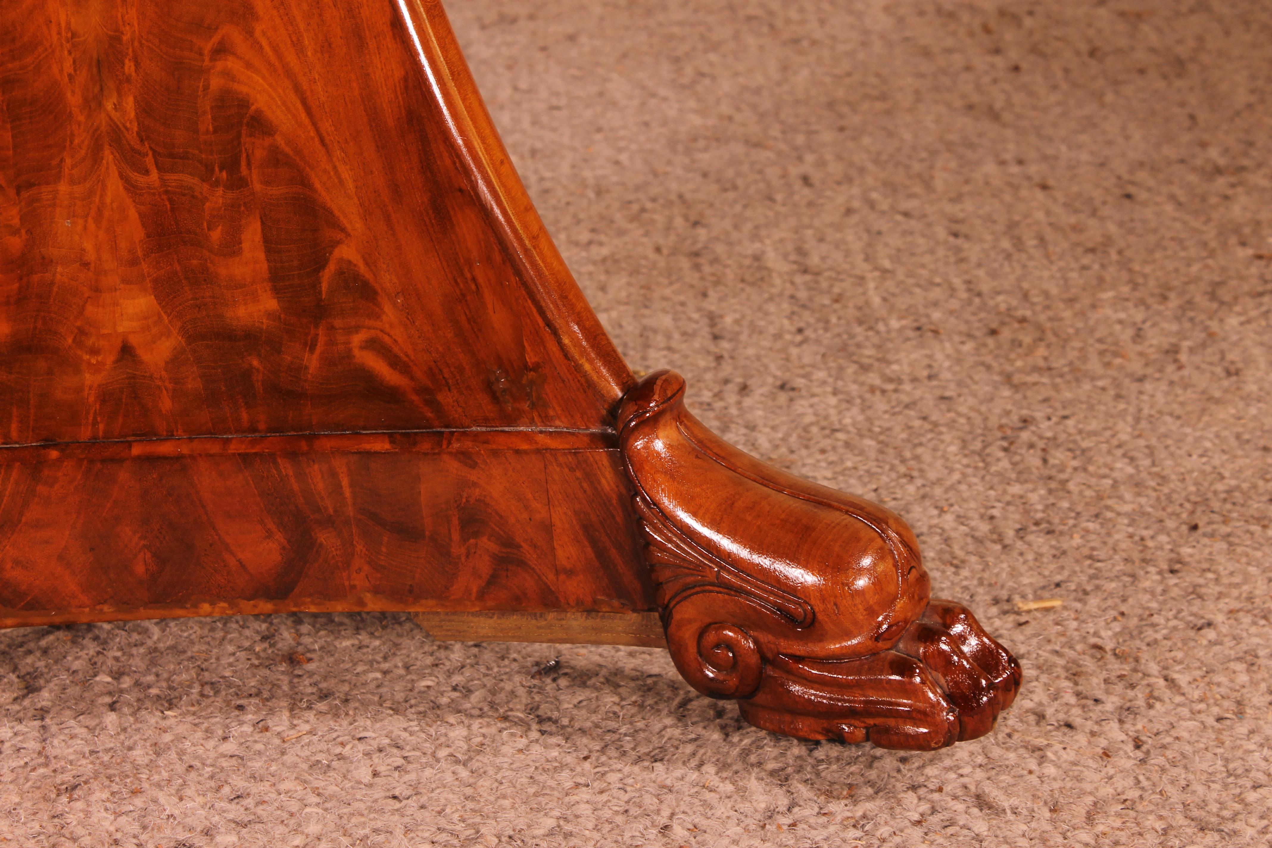 Mesa imperio de pedestal con su mármol Saint-Anne Francés en venta