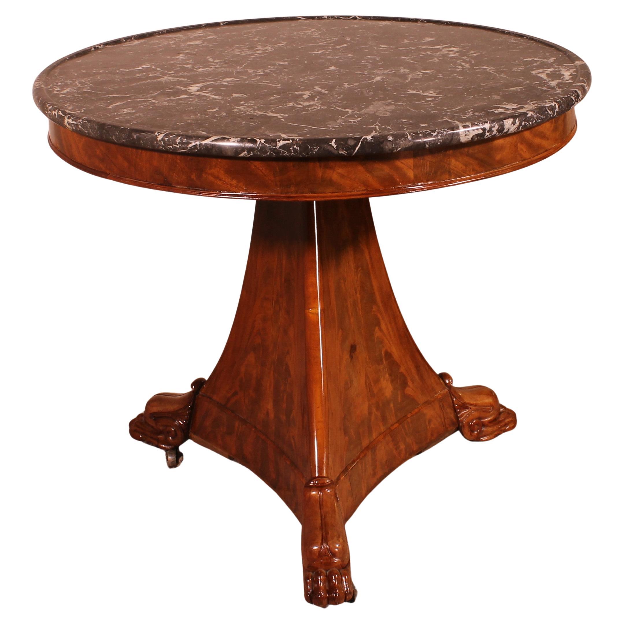 Empire Pedestal Table with Its Saint-Anne Marble For Sale