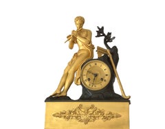 Empire Pendulè Junger Apoll vergoldet um 1810-1830