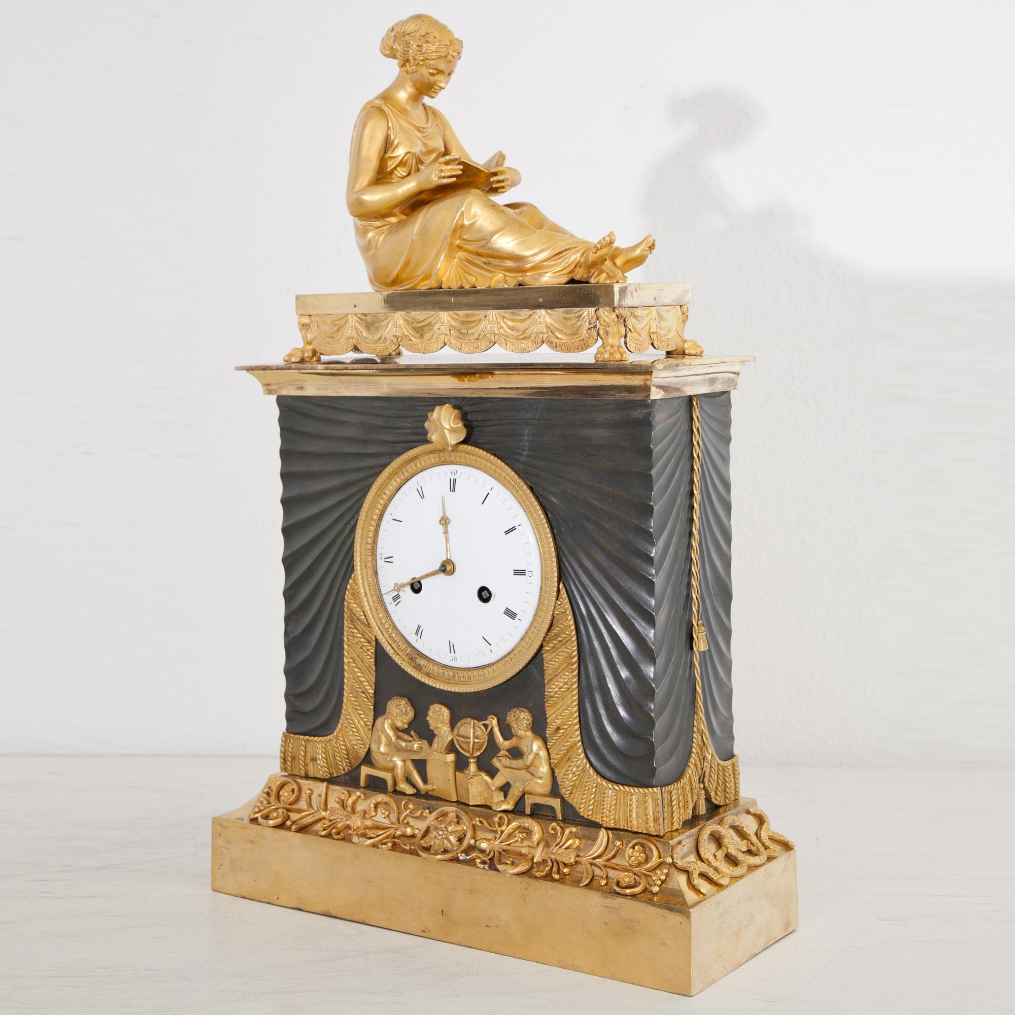Empire Pendule with Allegory of Sciences, Mallot & Cie, Paris Late 18th Century In Good Condition In Greding, DE