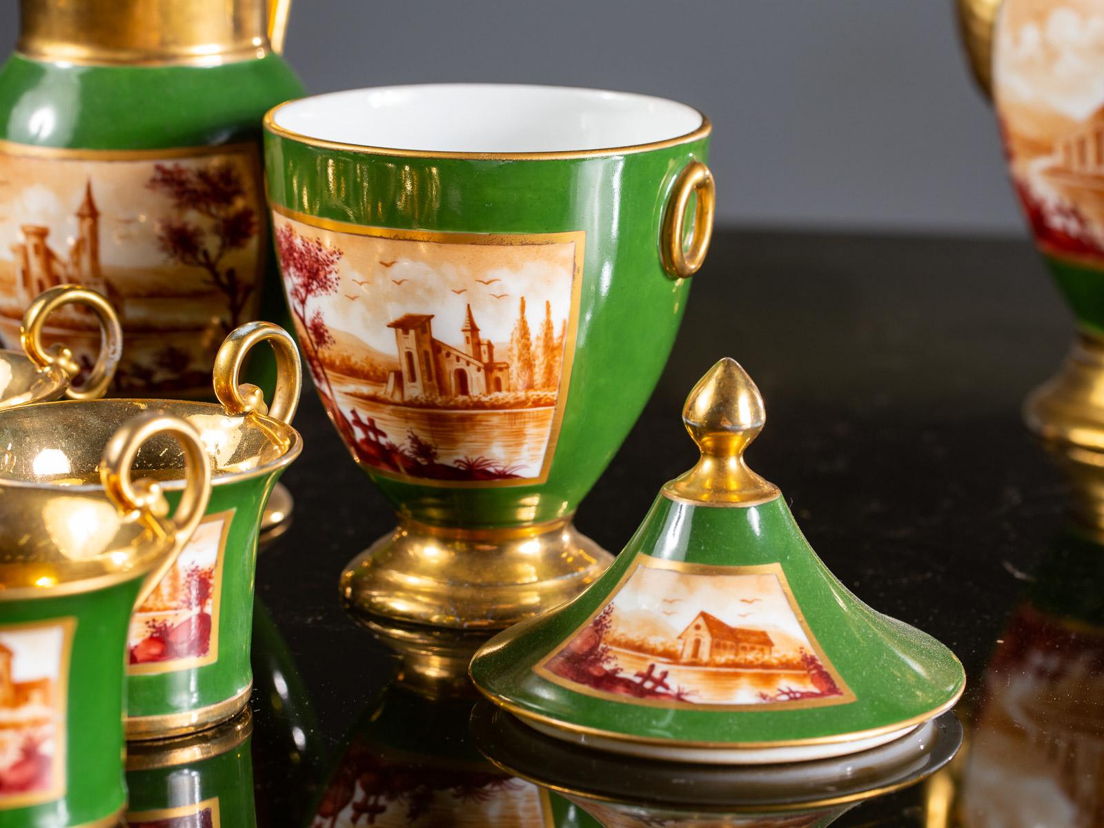 Empire Period Antique French Handmade Gold Porcelain Tea Coffee Set, circa 1810 For Sale 10