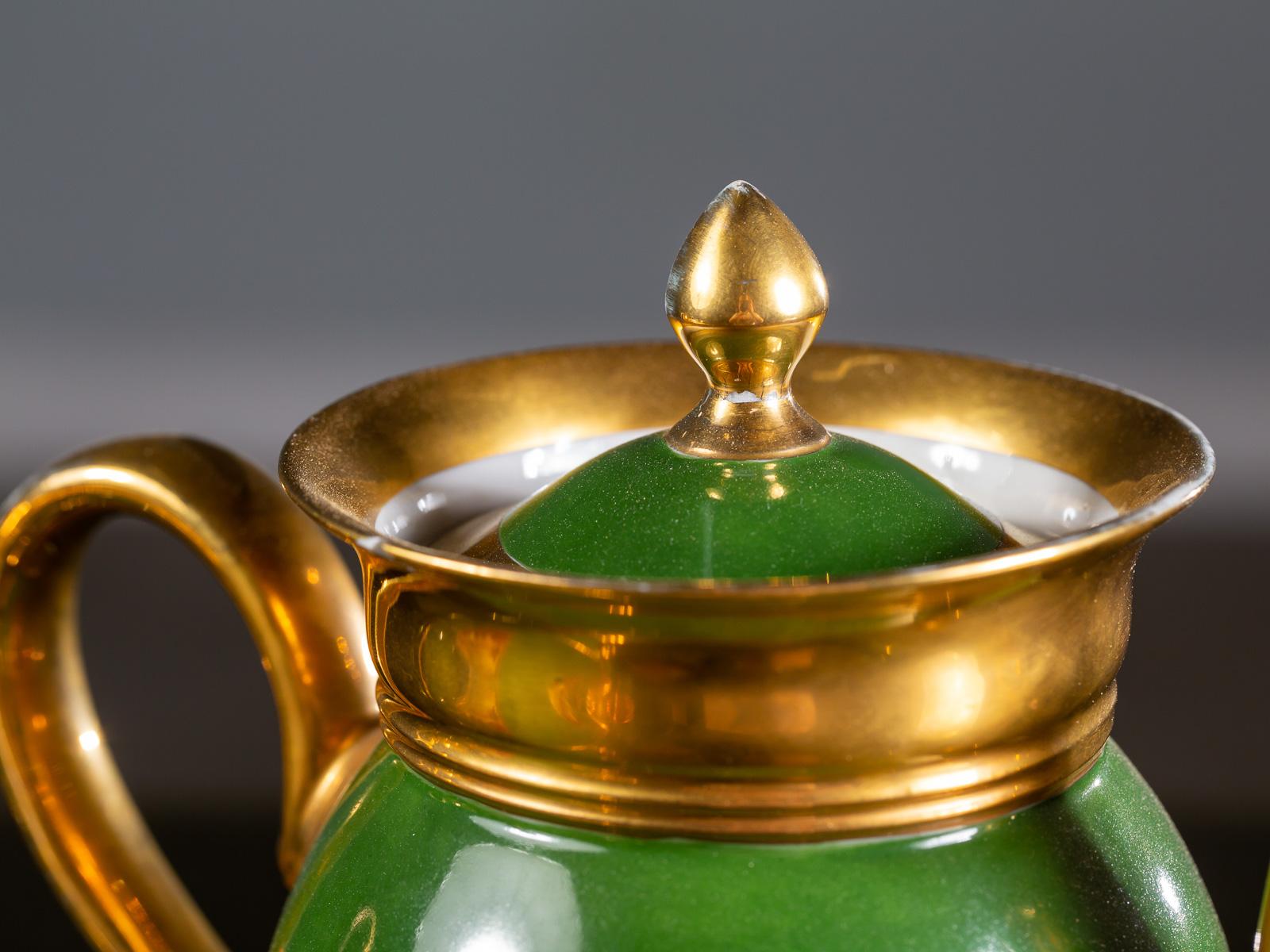 Empire Period Antique French Handmade Gold Porcelain Tea Coffee Set, circa 1810 For Sale 13