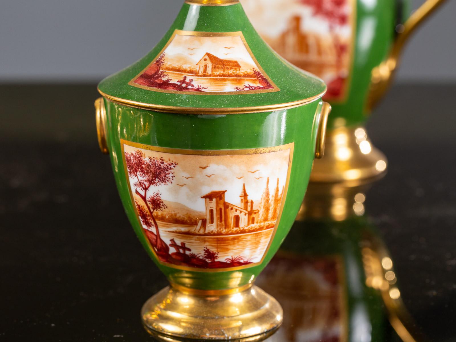 Empire Period Antique French Handmade Gold Porcelain Tea Coffee Set, circa 1810 For Sale 3