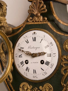 Empire Period Antique French Painted Gilt Bronze Hanging Wall Clock, circa 1810