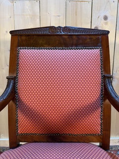 Fauteuil de style Empire en acajou, avec pieds en forme de sabre