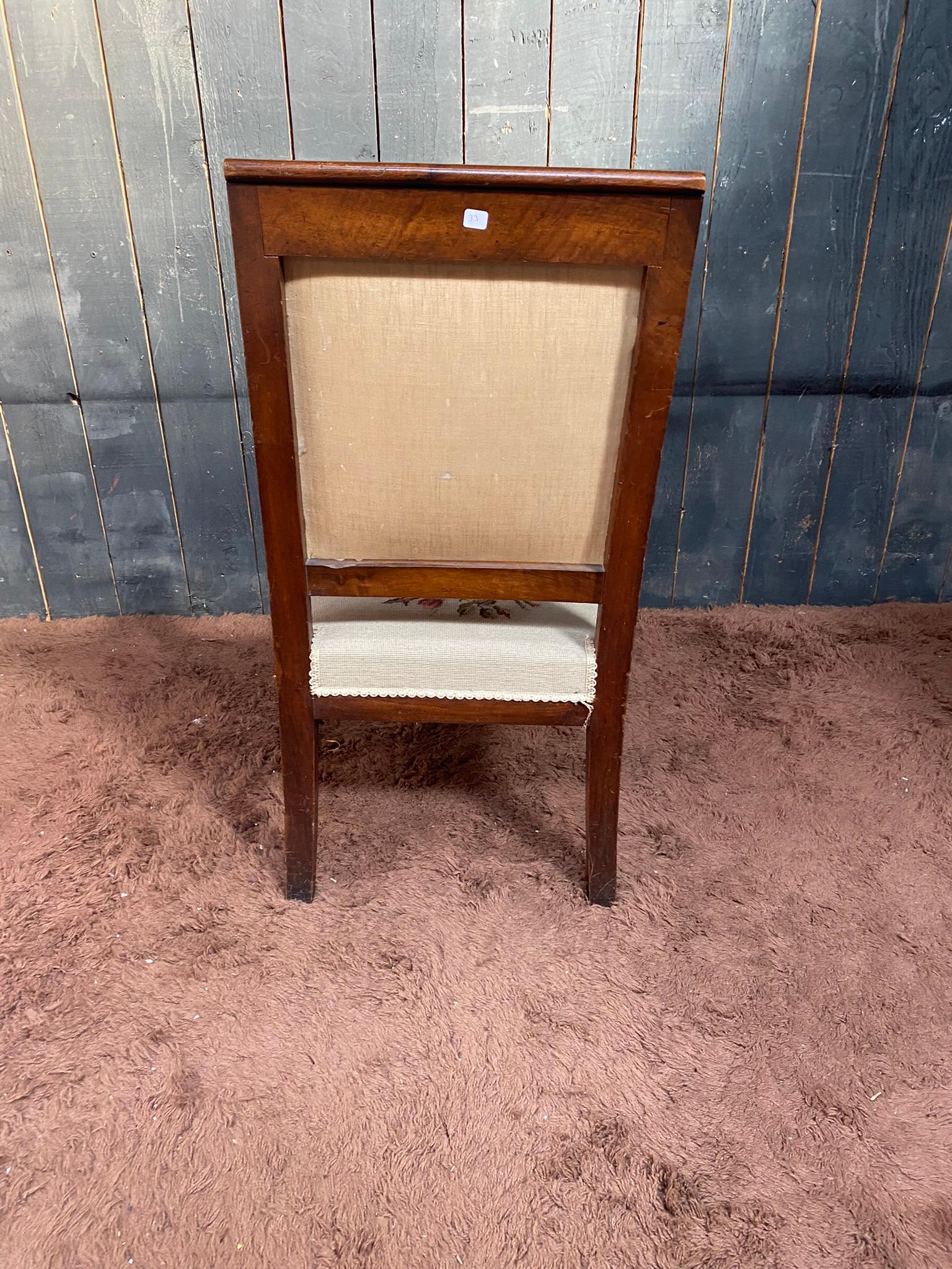 Empire period armchair in walnut, upholstery redone For Sale 5