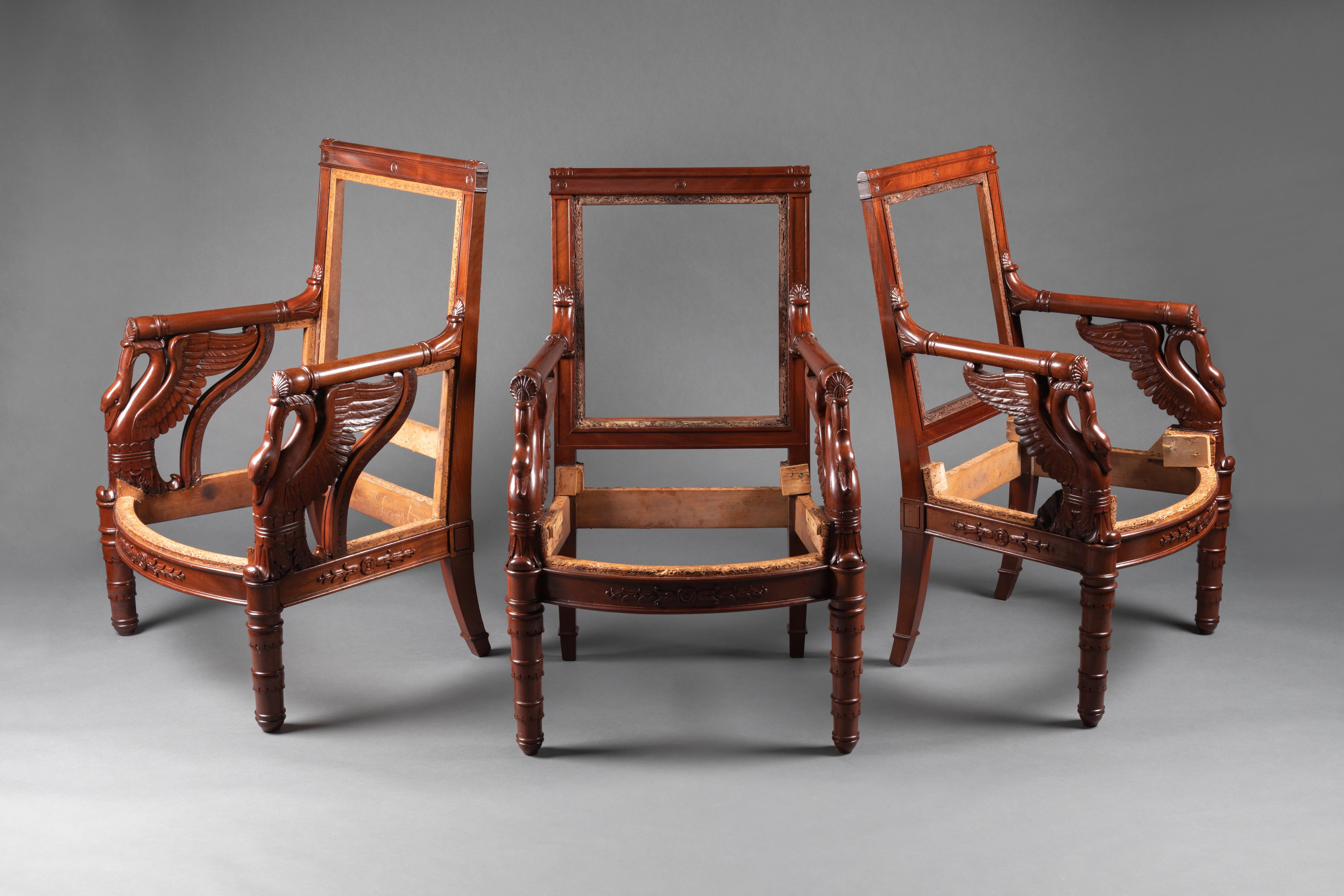 Empire Period Armchairs and Bergere by P.BELLANGÉ For Sale 4