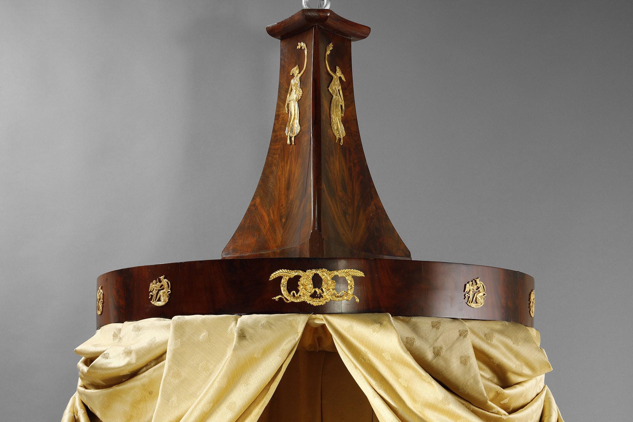 Bronze Empire period bed with its canopy For Sale