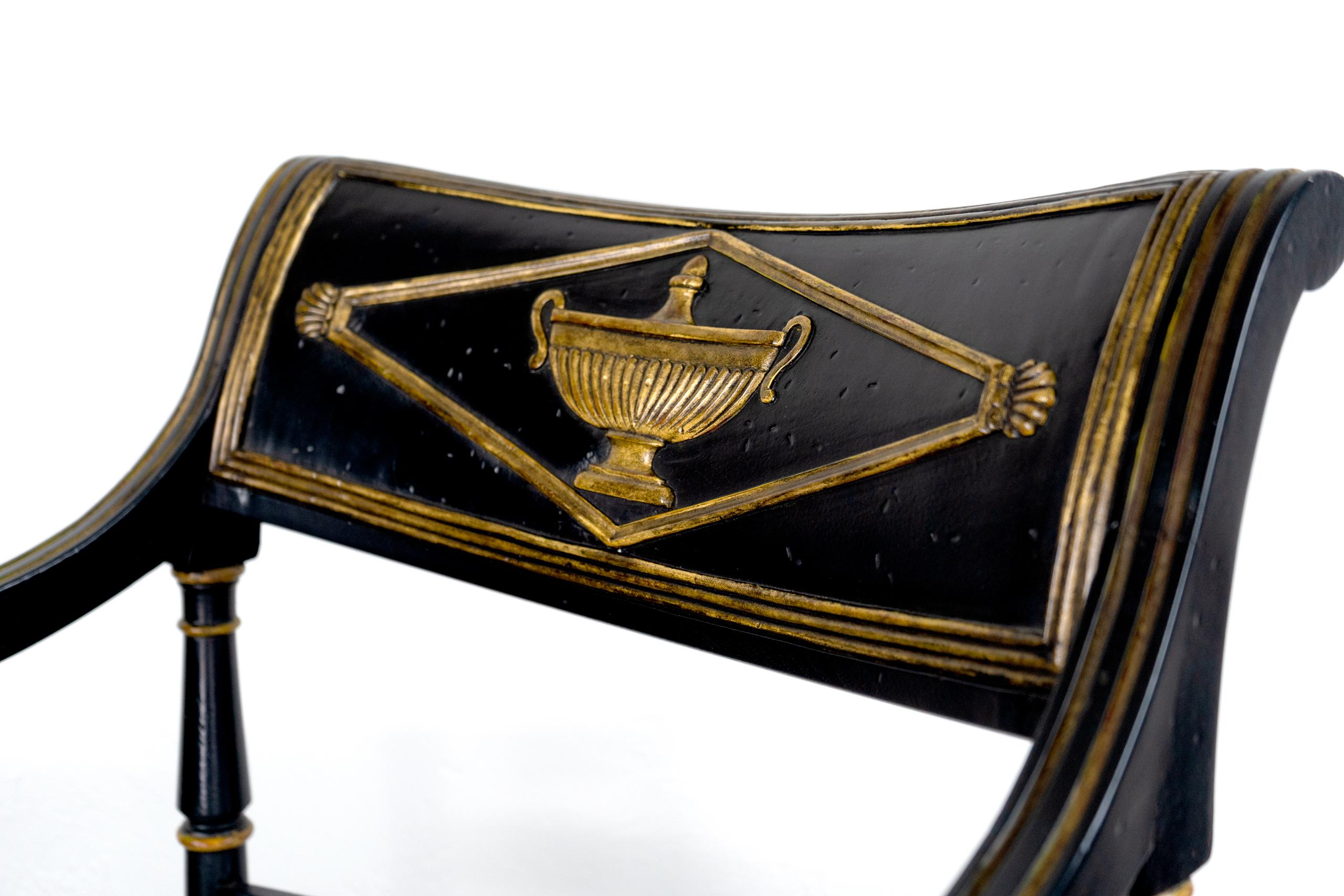 Empire Period Black Chairs with Gilding In Good Condition In Wichita, KS