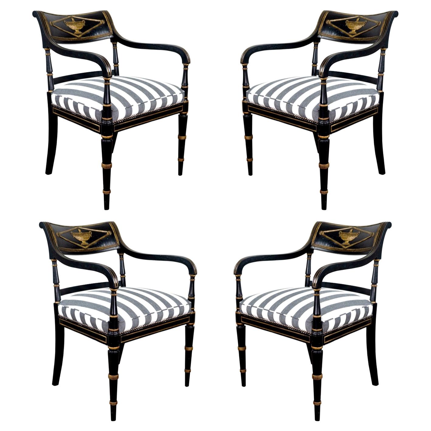 Empire Period Black Chairs with Gilding