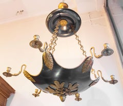 Empire Period Chandelier, Swan Neck, Gilt Bronze and Patina Rifle Barrel