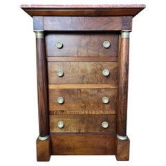 Empire Period Chest of Drawers - Chiffonier with a Marble Slab, 19th Century