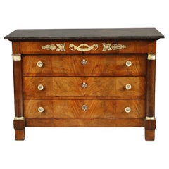 Empire Period Chest of Drawers in Flamed Mahogany Veneer