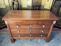 Empire Period Chest of Drawers in Plum Wood, 19th Century