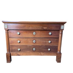 Empire Period Chest of Drawers in Plum Wood, 19th Century