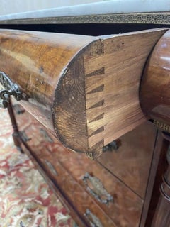 Empire Period Chest of Drawers, Mahogany and Carrara Marble Top, 19th Century