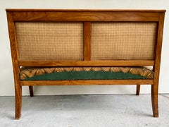 French Empire Settee, Hand-Carved Fruitwood, Velvet Upholstery, 1810
