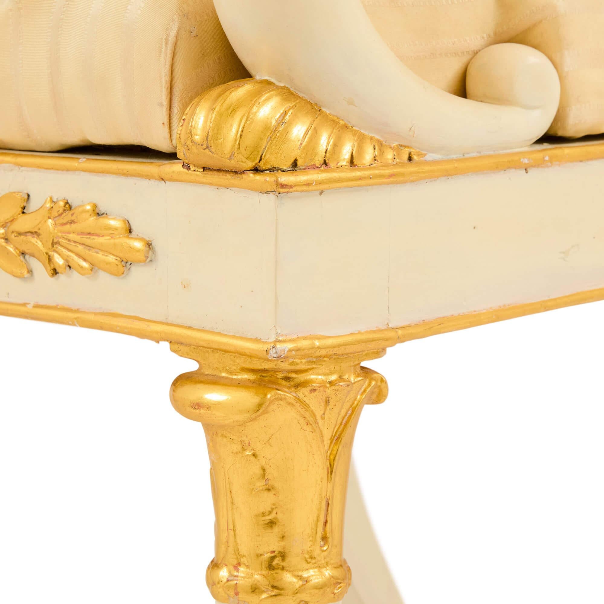 Empire Period Gilt and Painted Wood Three-Piece Salon Suite For Sale 5