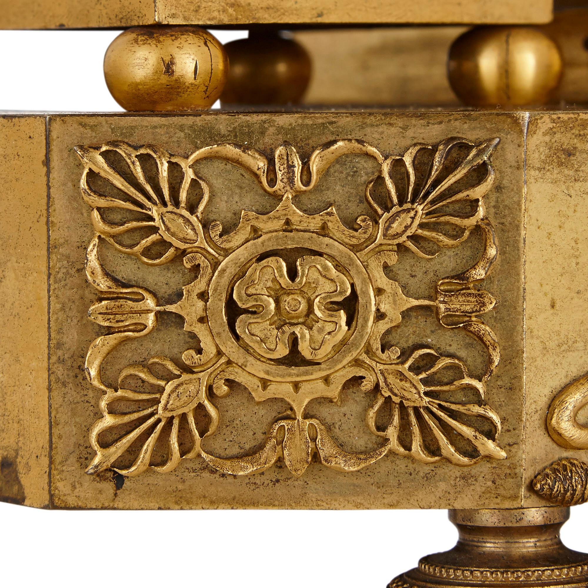 Empire Period Gilt Bronze Figurative Mantel Clock For Sale 1