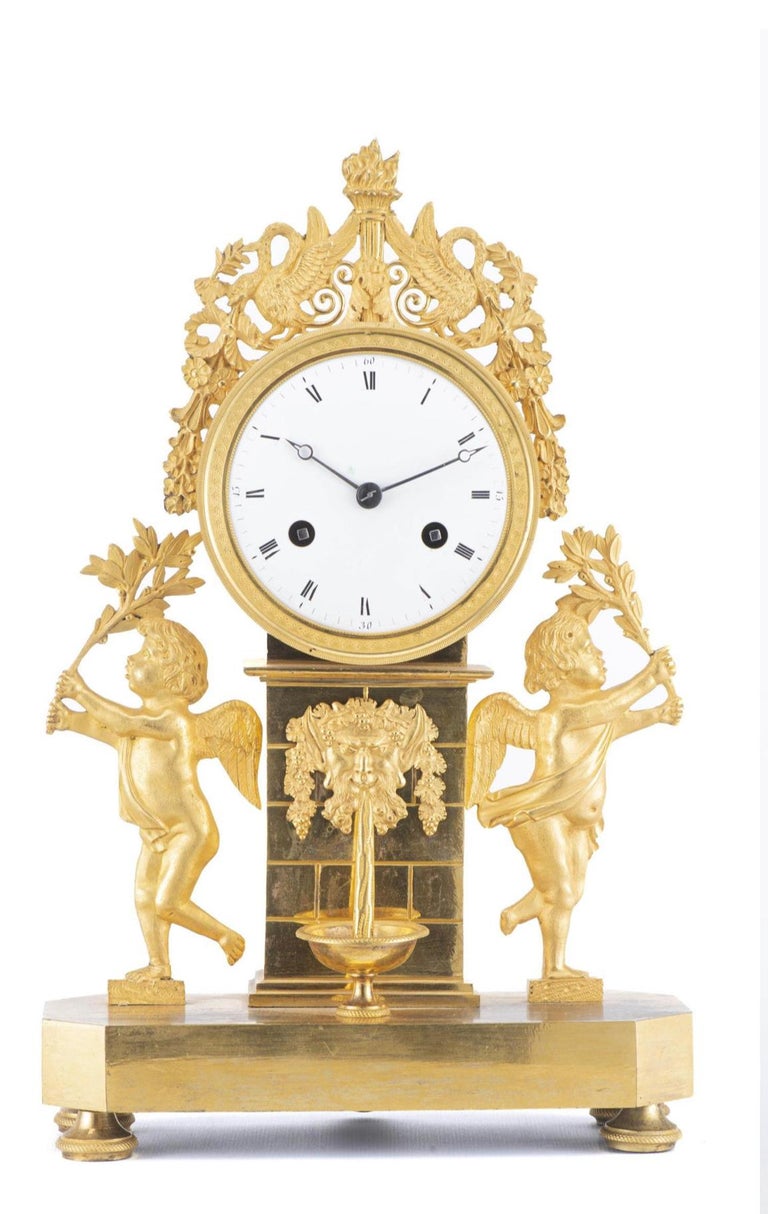 Empire Period Guides Bronze Mantel Clock, France, before 1840 For Sale 2
