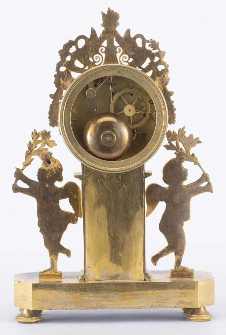 Empire Period Guides Bronze Mantel Clock, France, before 1840 For Sale 3