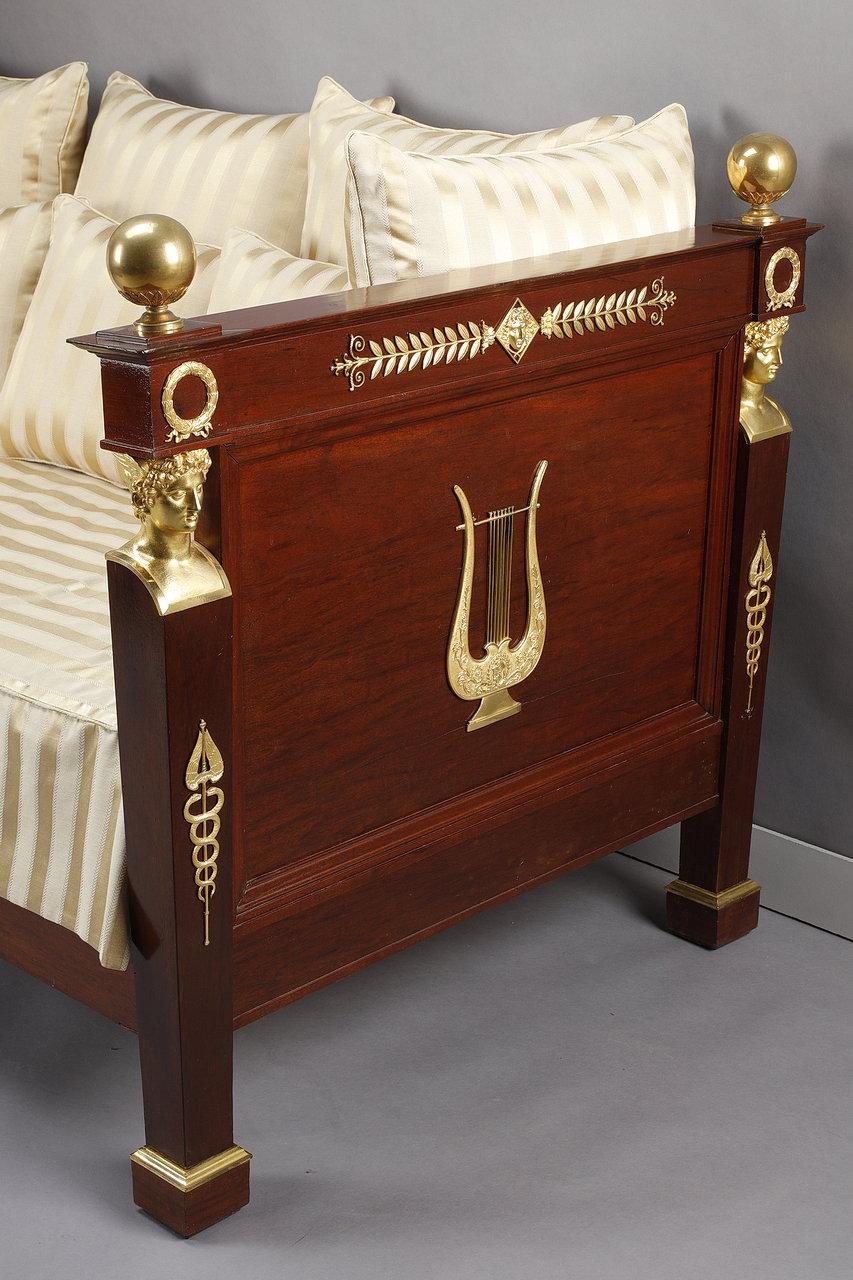 Appliqué Empire Period Mahogany Sofa-Bed, 19th Century For Sale