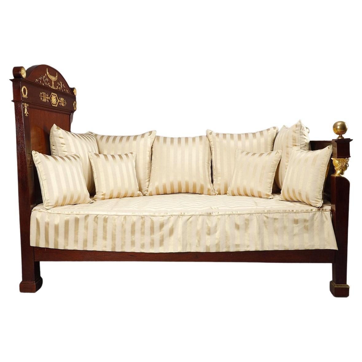 Canapé-lit en acajou de la période Empire, 19ème siècle