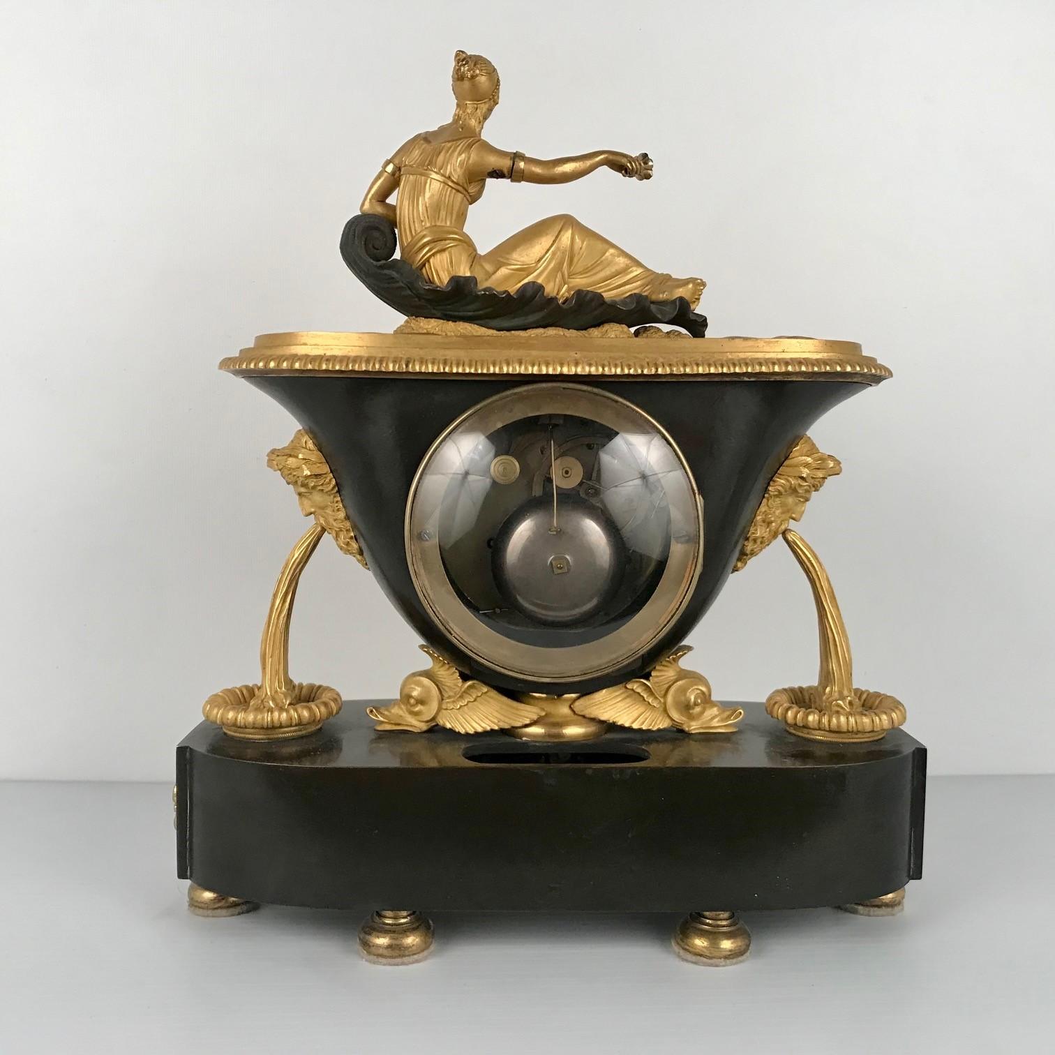 Cast Empire Period Mantle Clock by Leroy a Paris For Sale
