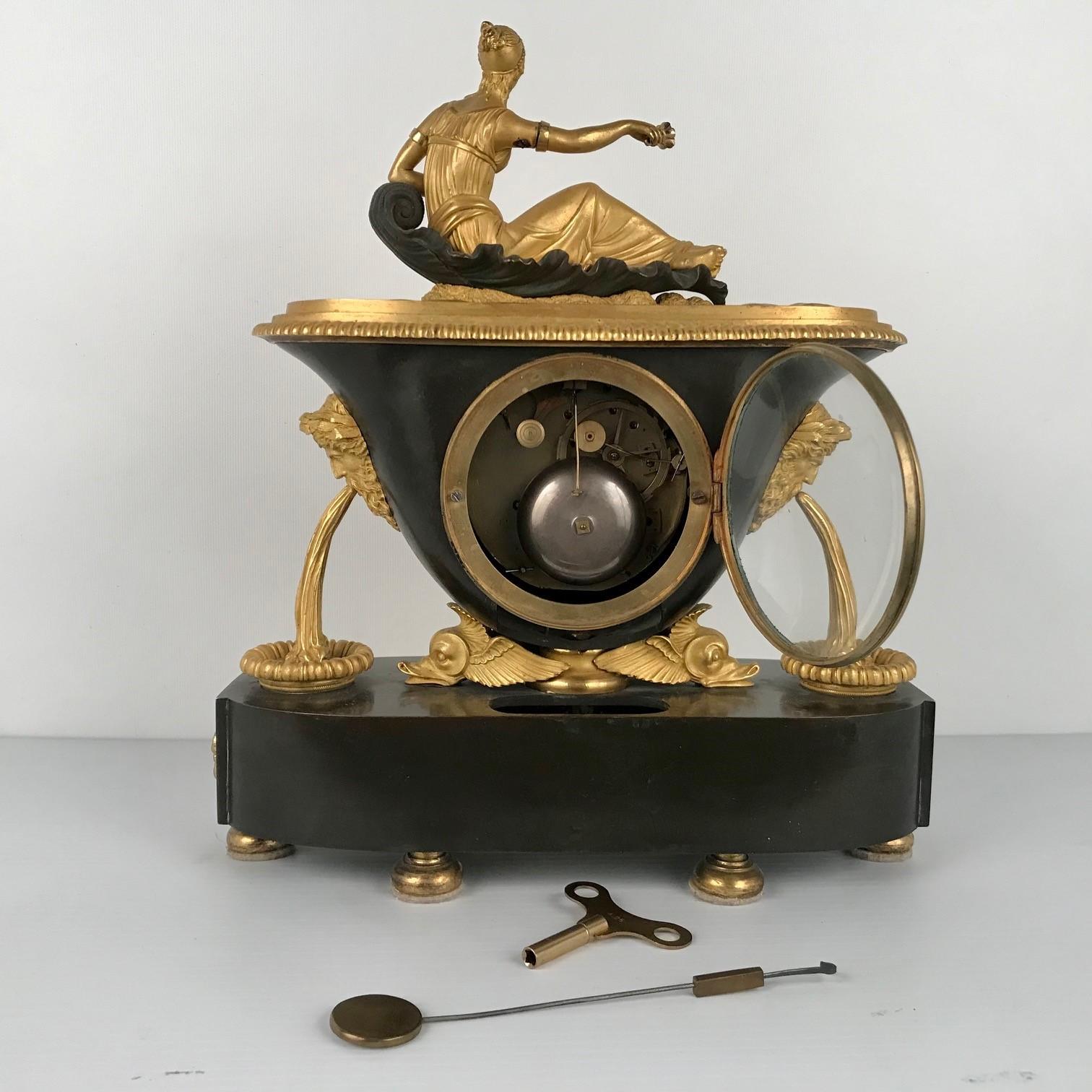 Empire Period Mantle Clock by Leroy a Paris In Good Condition For Sale In Montreal, QC