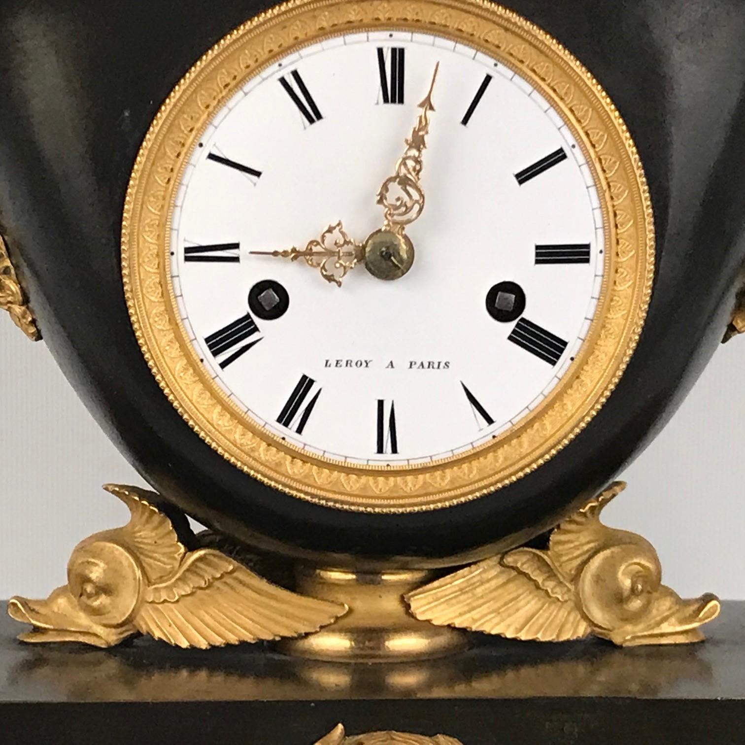 Early 19th Century Empire Period Mantle Clock by Leroy a Paris For Sale
