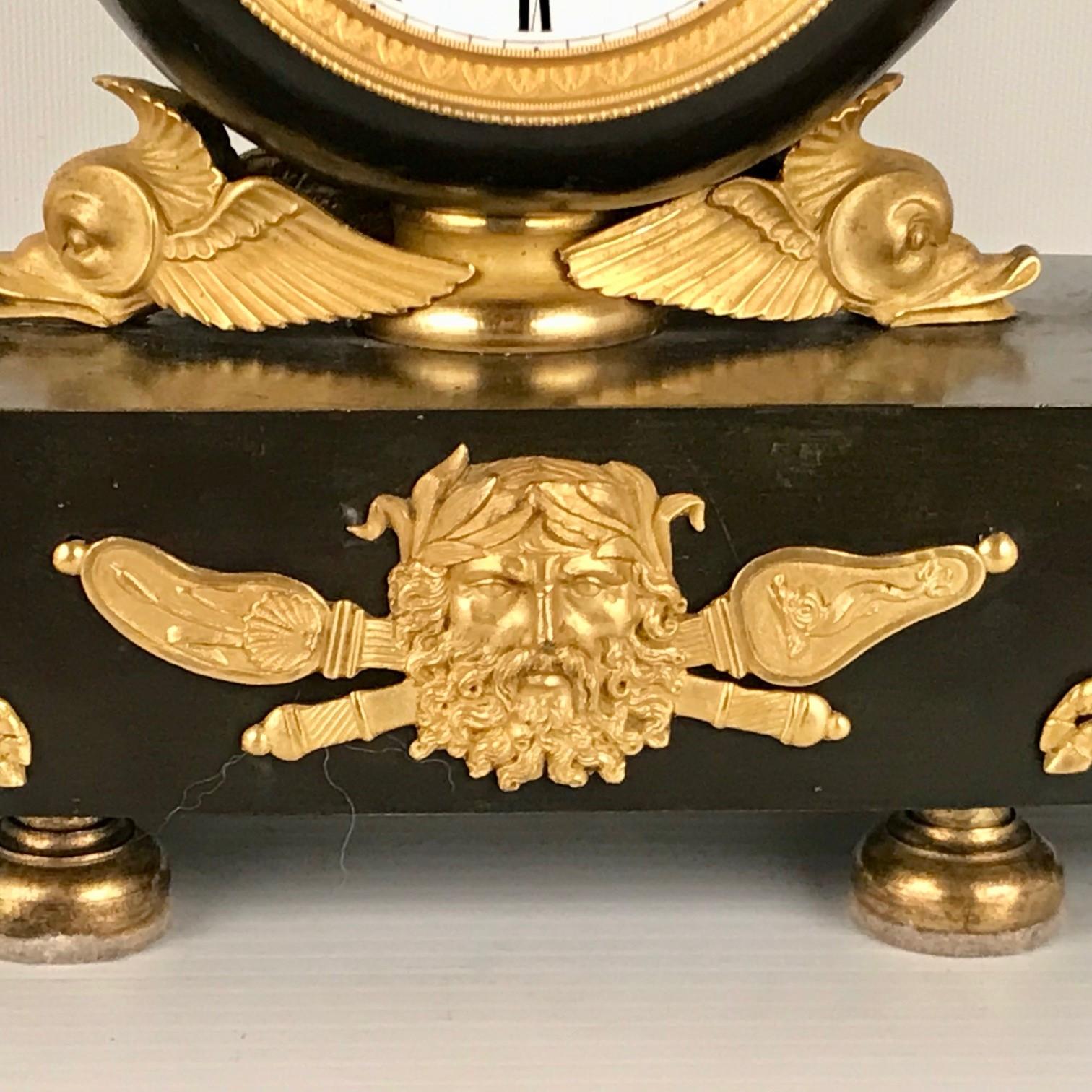 Bronze Empire Period Mantle Clock by Leroy a Paris For Sale