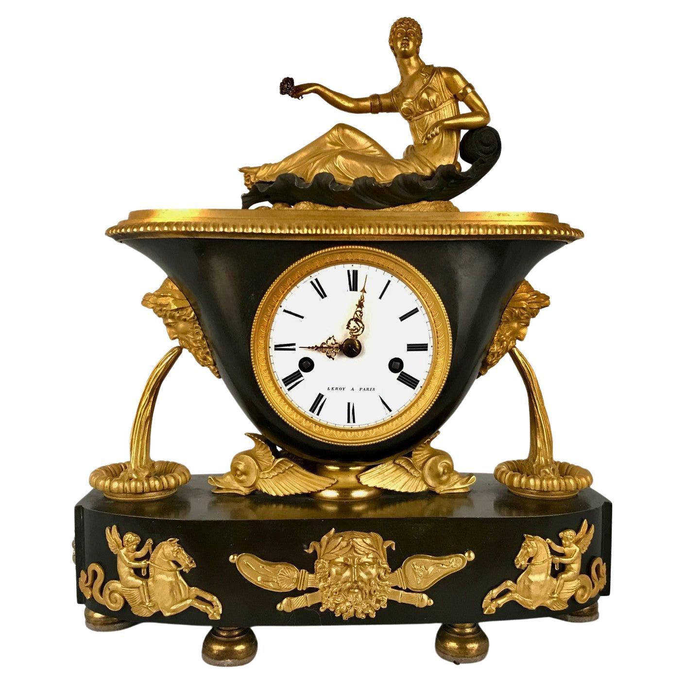 Empire Period Mantle Clock by Leroy a Paris For Sale