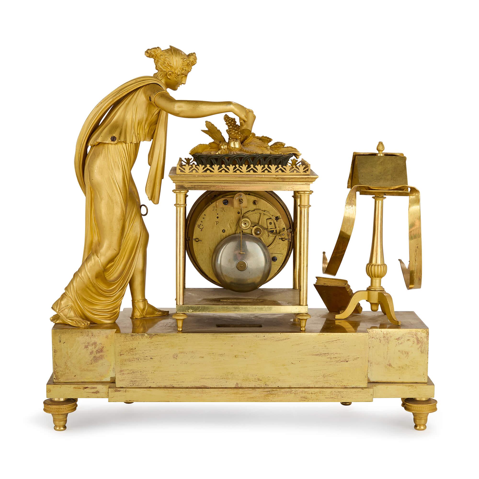 French Empire Period Ormolu Mantel Clock by Le Roy et fils For Sale