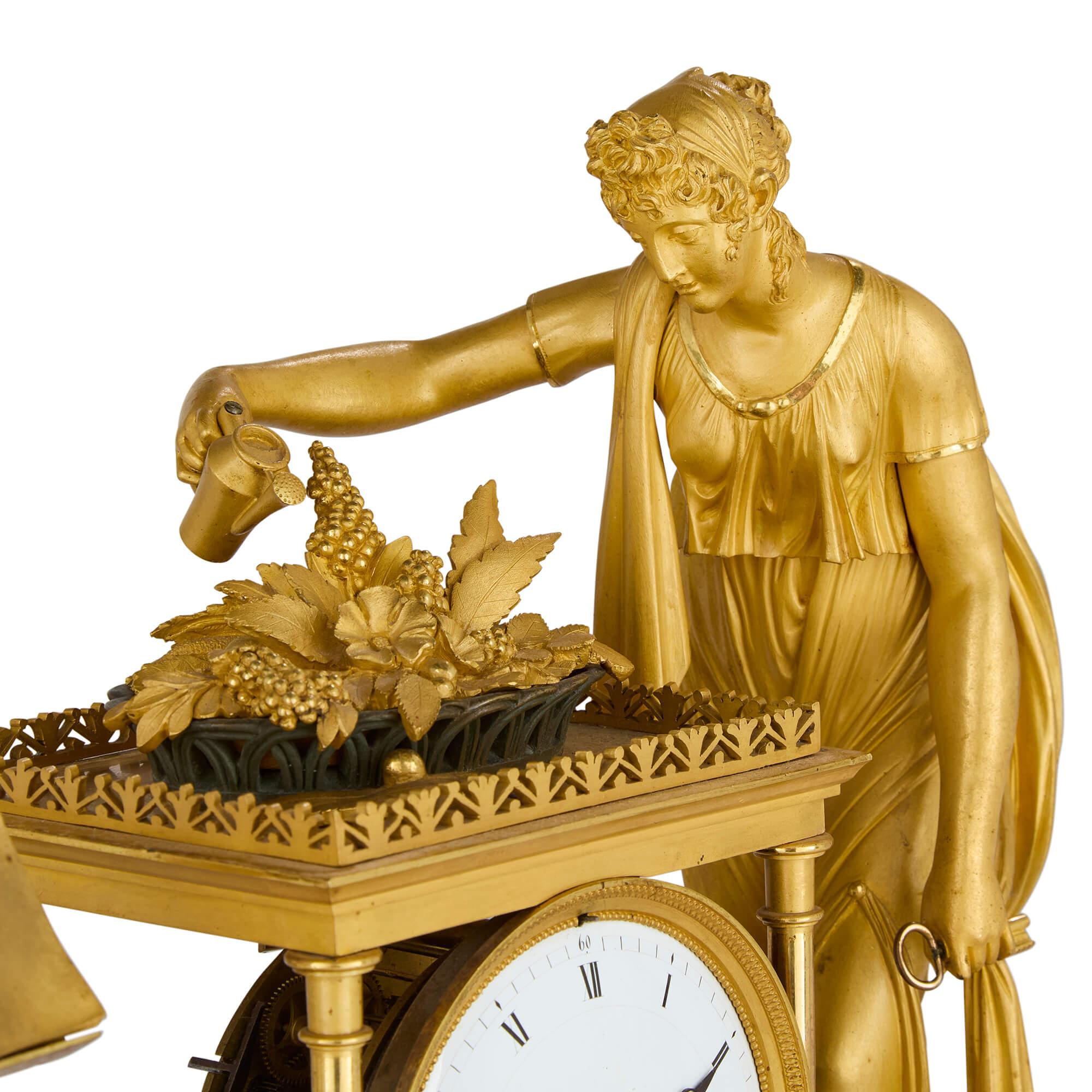 Gilt Empire Period Ormolu Mantel Clock by Le Roy et fils For Sale